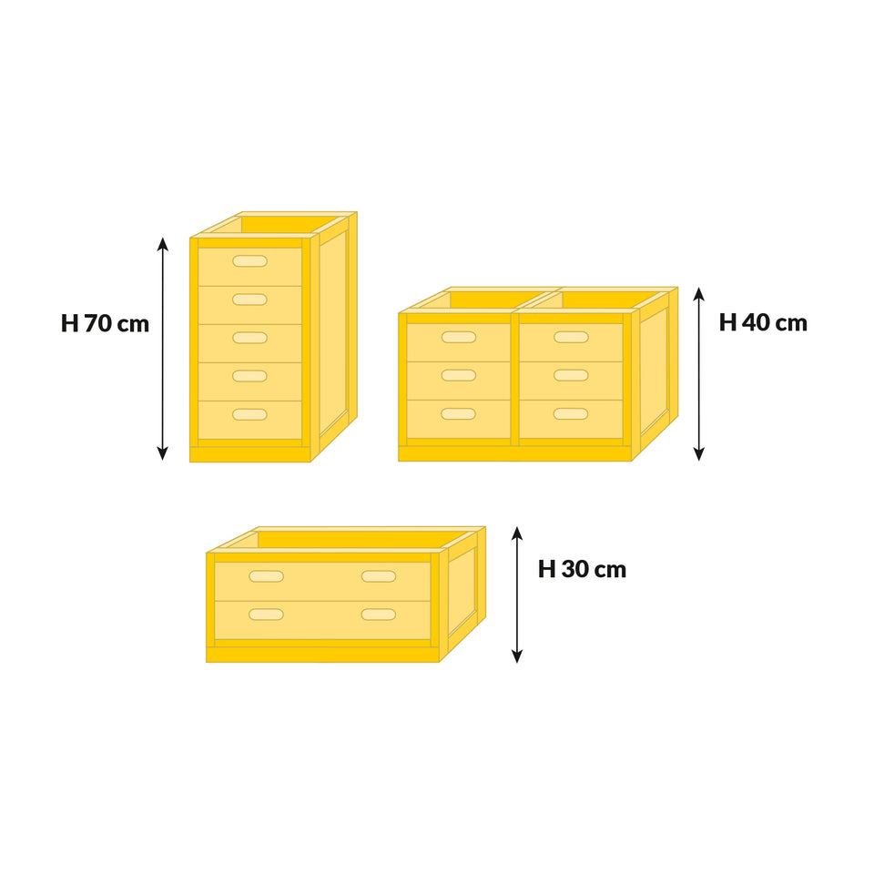 Schubkästen ohne Sockel Universal - 30 cm. Höhe - Regale Hamburg